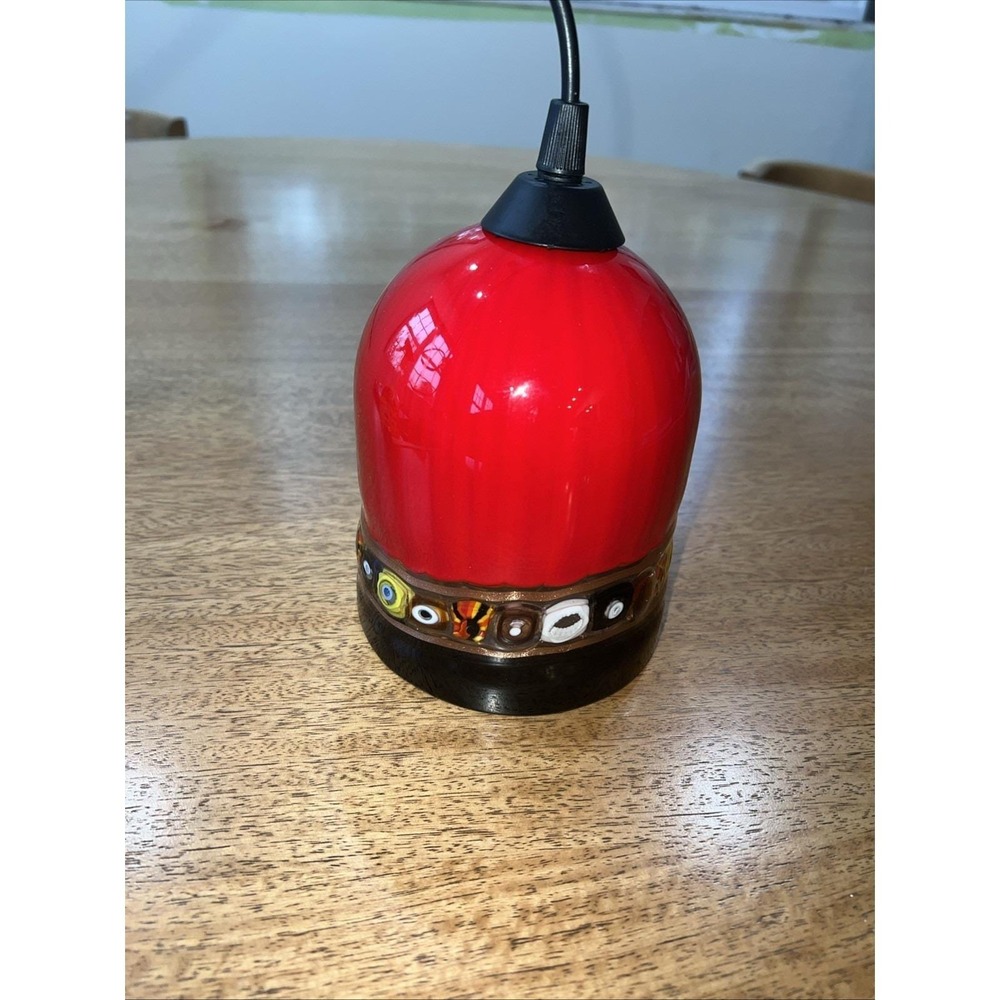 OGGETTI Art Blown Murano Glass Red/Black Pendant Light NEW